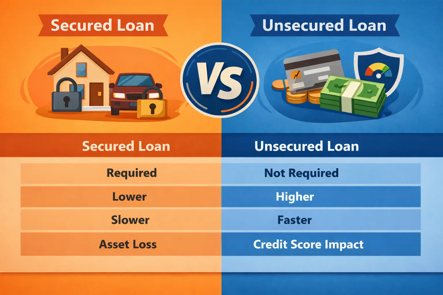 which best describes the difference between secured and unsecured loans