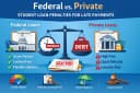 how does the punishment for late payment of student loans differ between federal and private loan